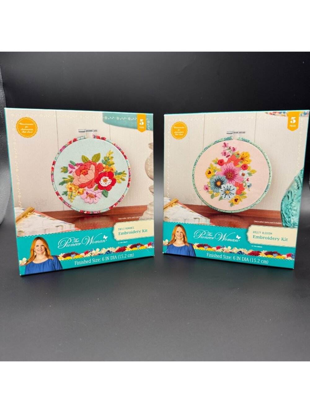 The Pioneer Woman Embroidery Kits 2 Sweet Romance Breezy Blossom Floral Hoop New